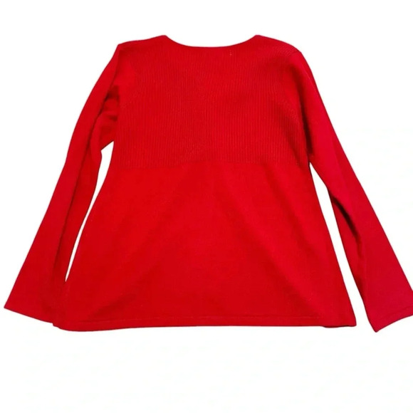 Red long sleeve button up cardigan with snowflake beaded embroidery size small - Picture 2 of 10